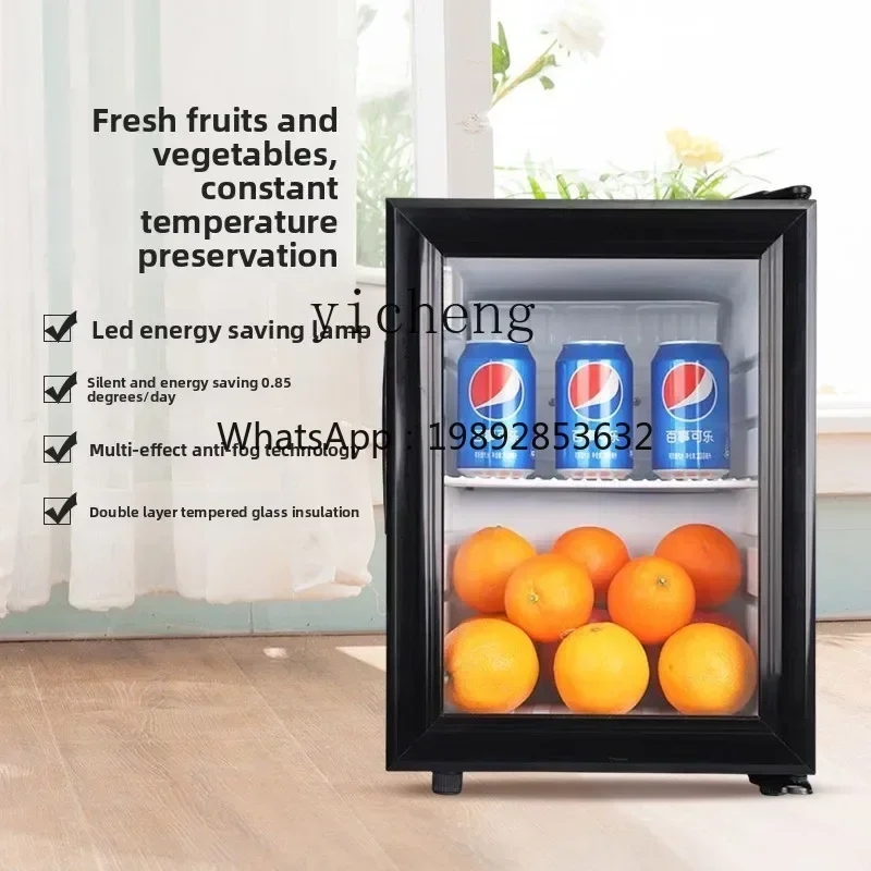 Mini Ice Bar Living Room Beverage Fruit Fresh Refrigerator Office Transparent Glass Small Refrigerator