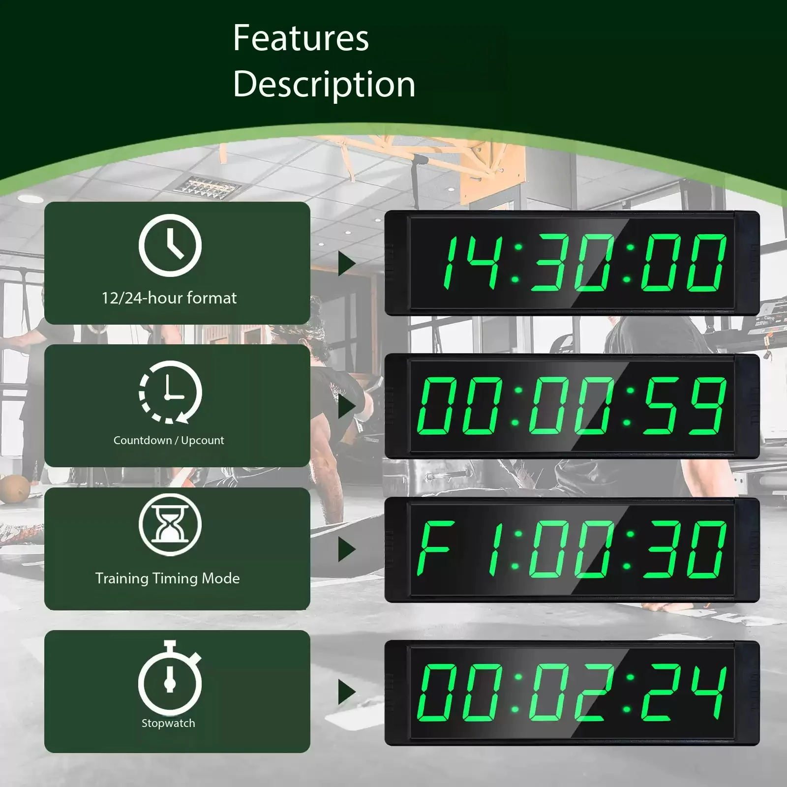 Multifunctional gap training fitness timer, indoor clock exercise timer