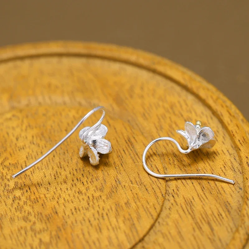 REETI 925 sterling silver handwork  Flower   Earrings For Women Elegant Lady Prevent Allergy Silver 925 Earings Fashion Jewelry