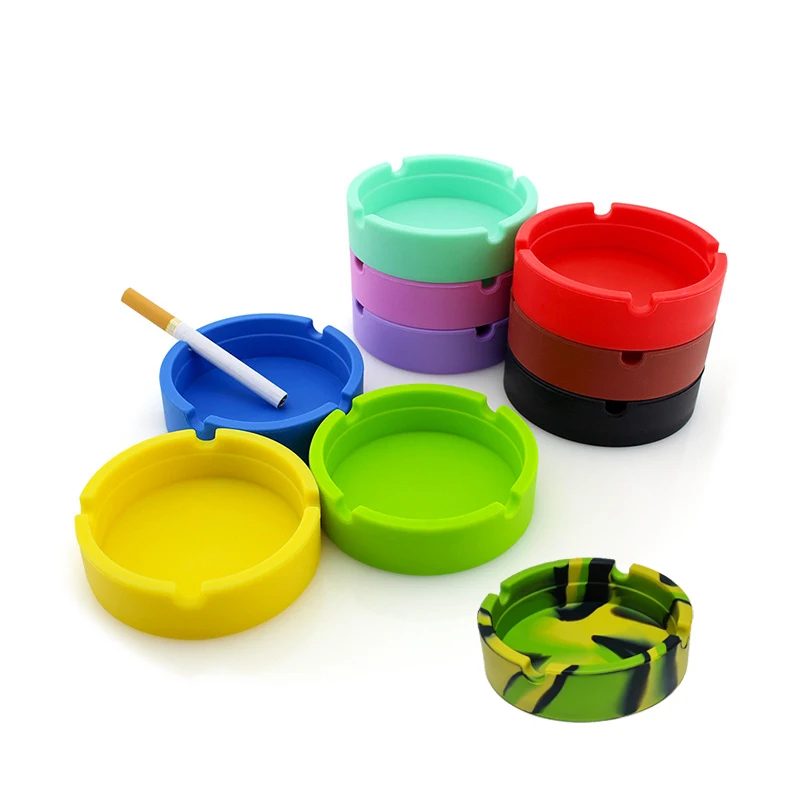 Heat Resistant Silicone Ashtray Light Circular Ashtray Fluorescent Smoke Outdoor Portable Cigarette Case Drop Creative Ashtrays