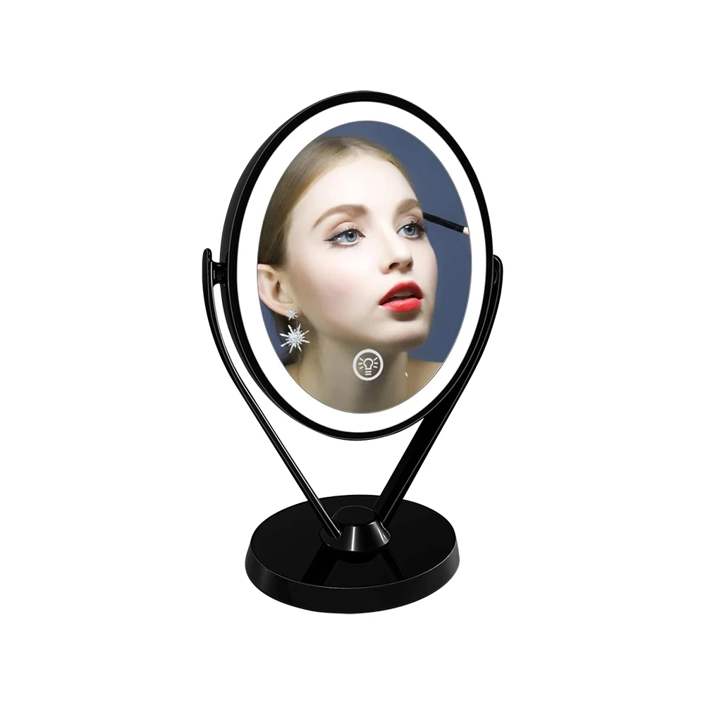 

Compact Vanity Makeup Mirror with Lights Double-Sided 1X/7X Magnification Rechargeable Touch Control 3 Levels Table Zinc Alloy H