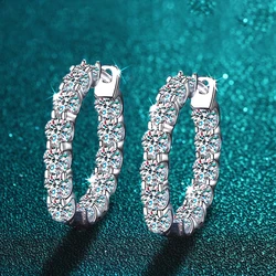 2.6CT D Color Moissanite Hoop Earring 925 Sterling Silver Plated with 18k Gold Earrings for Women Sparkling Party Jewelry