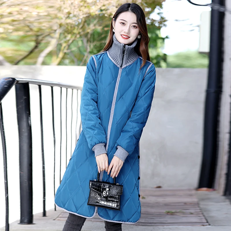 Fashion Women Spring Autumn Long Padded Clothing Female Down Cotton Jacket Slim Parkas Ladies Coats  Coat Mujer