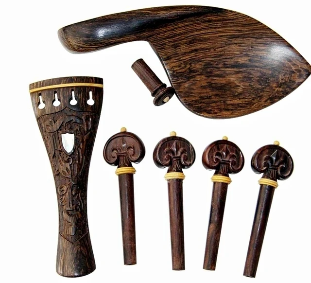 Violin 4/4 Carved patterns jujube wood Ebony Tailpiece+Tuning pegs+Endpins+Chin rest/Chin Holder fiddler accessories parts