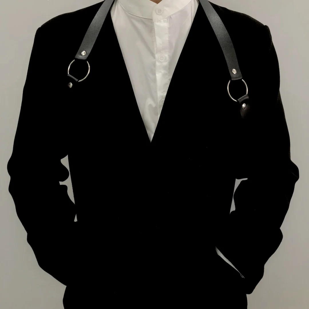 الرجال تسخير حزام زي بو الجلود الجسم الصدر للرجال مثير الشرير الجسم تسخير حزام قابل للتعديل مشبك الملابس ملهى ليلي تأثيري #1