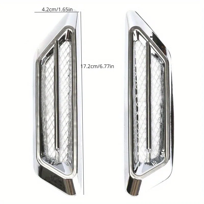 Universal 2Pcs Chrome Car SUV Air Flow Fender Side Vent Decoration Sticker