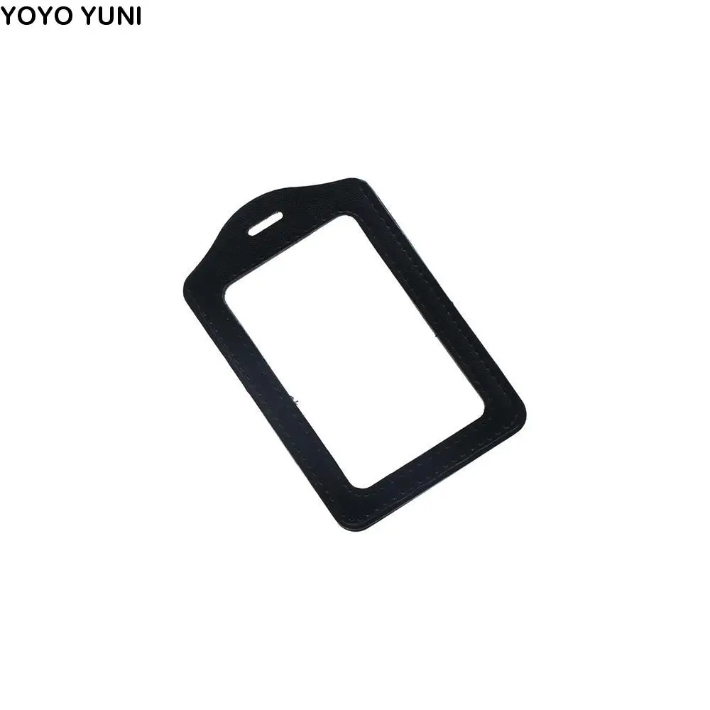 

PU Leather ID Badge Case Transparent Double-Sided Business Card Holder Employee Card Work Identity Name Card Cover