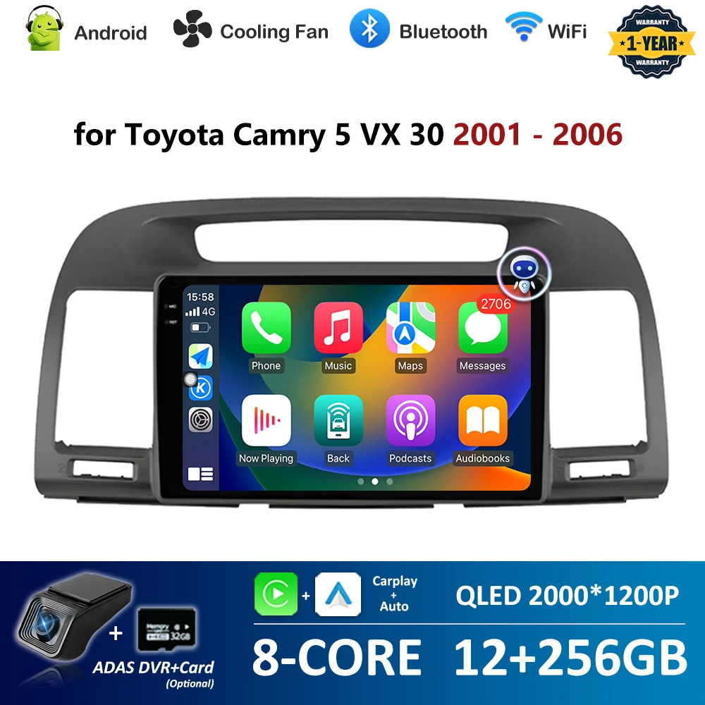 DSP Stereo Android OS Touch Screen WiFi 9 '' for Toyota Camry 5 VX 30 2001 - 2006 Navigation GPS 4G Car Radio Multimedia player