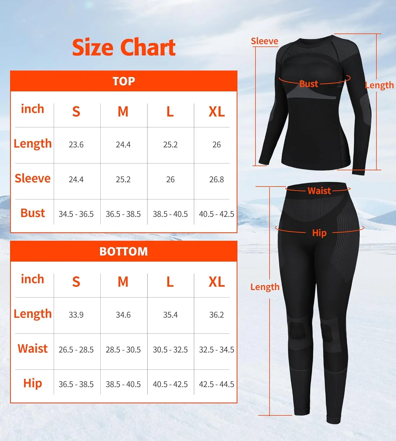 Anfilia Damen Ski-Thermo-Unterwäsche-Sets Feuchtigkeitsableitend & Schnelltrocknend Eng Anliegender Rundhalsausschnitt Nahtlos Gestrickte Basisschicht Lange Unterhosen – Detail 1