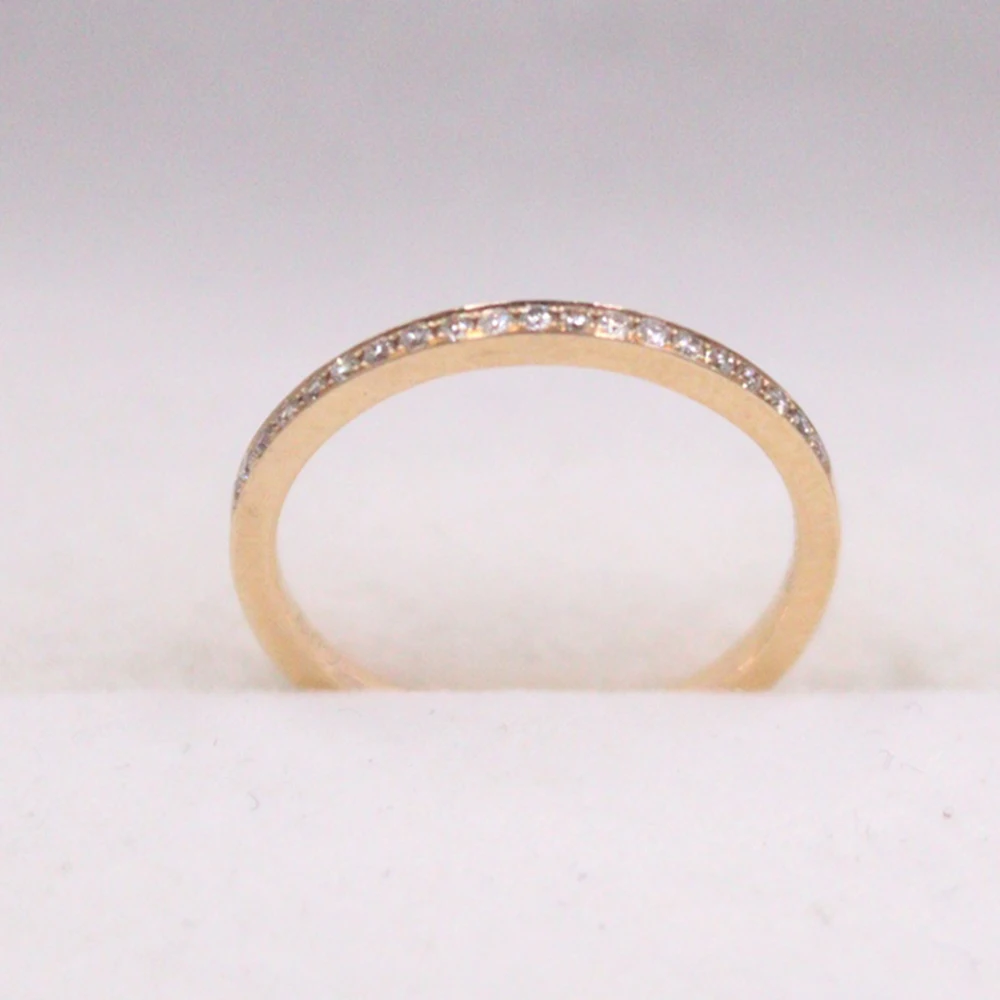 

Pure 18K Rose Gold Ring For Women Solid Real Small Diamond Gemstone Band Ring US Size 5.75