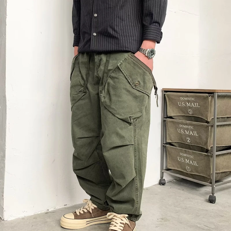 Multi-pockets Cargo Pants Men Baggy Vintage Chic High Street Japanese Style Cool Handsome Personality Simple All-match Trousers