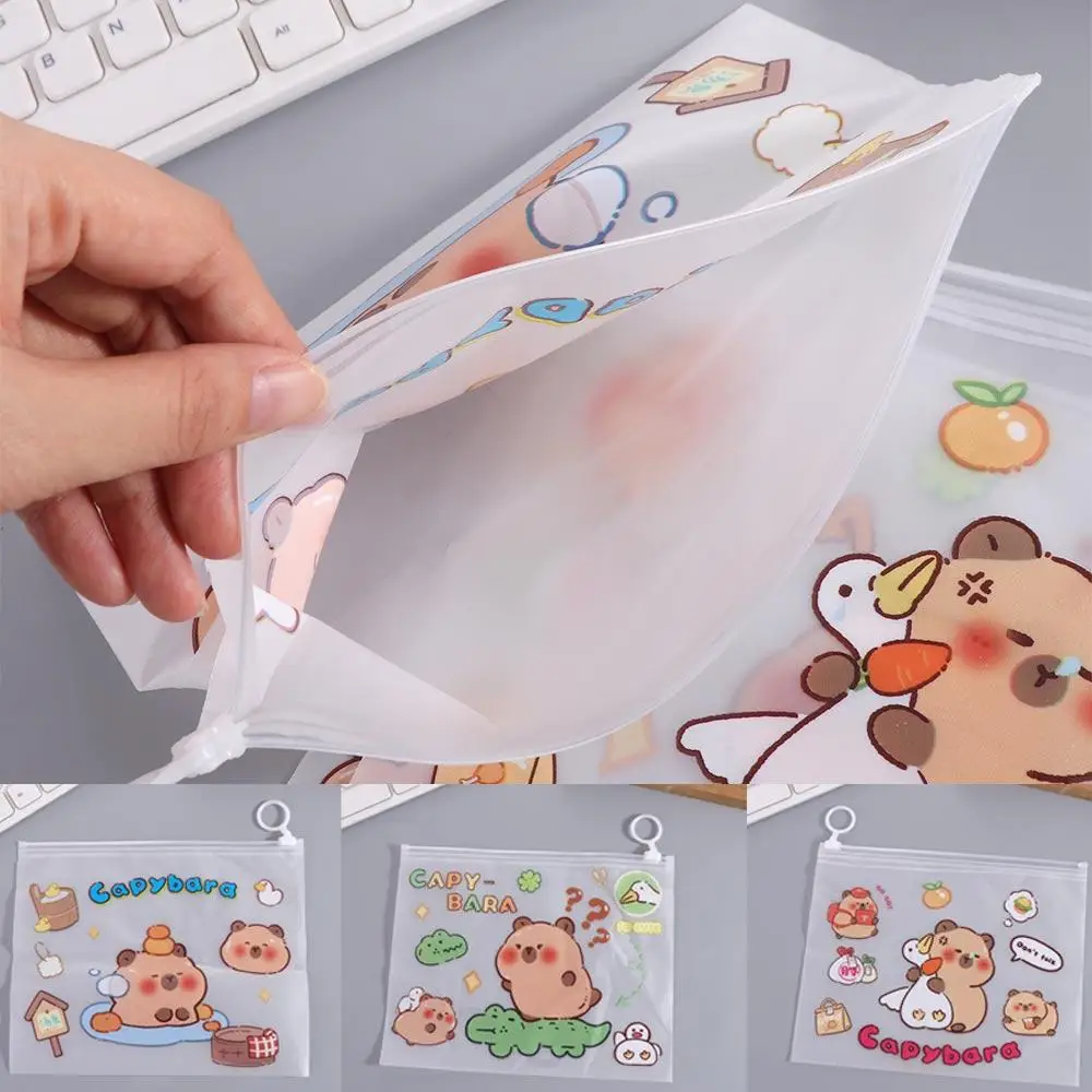 Large-capacity Capybara Transparent File Bag Zippered Light and Portable Test Paper Storage Bag Waterproof