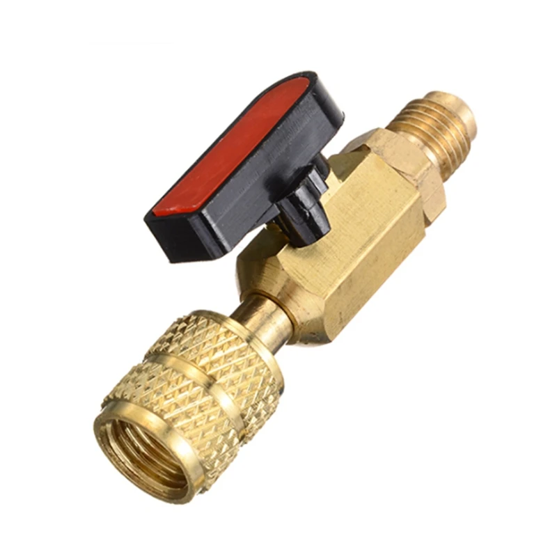 3Pcs Brass R410A Refrigerant Straight Ball Valves AC Charging Hoses 1/4Inch Male To 1/4Inch / 5/16Inch Female SAE Valve