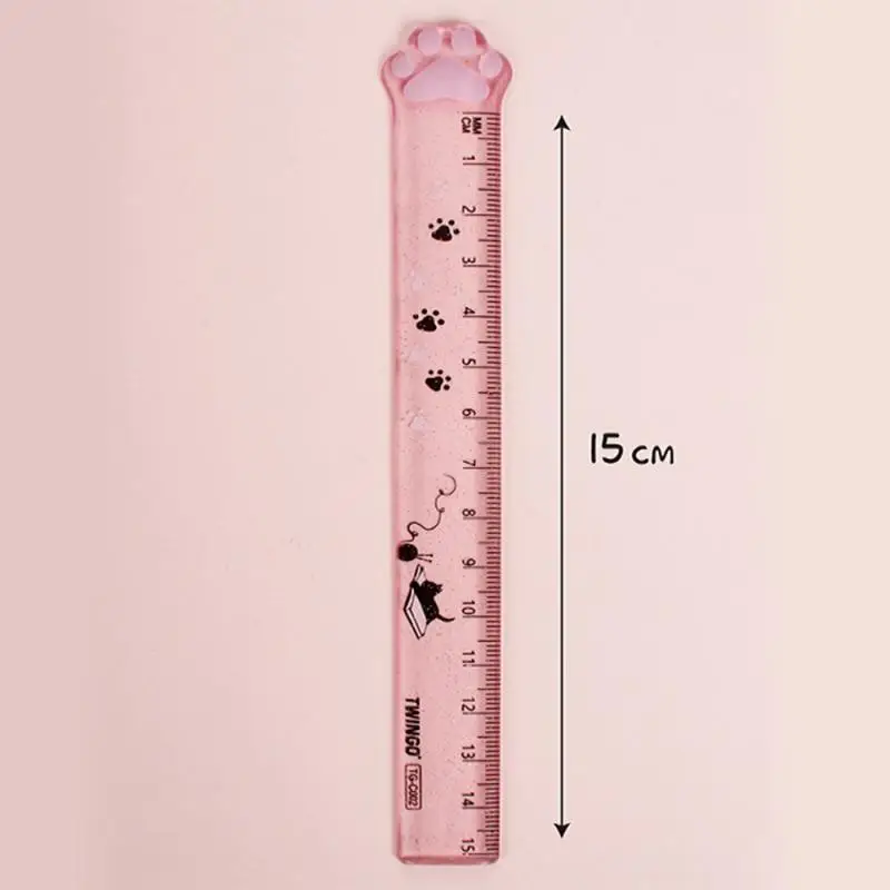 Cute Cat Paw Plastic Straight Rulers Kawaii School Office Supplies Planner Accessories Student Prize Drawing tools