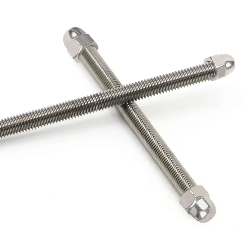 304 Kit Mur Tutup Hex Batang Berulir Penuh Baja Tahan Karat DIN975 DIN1587 Set Mur Kubah Sekrup Kancing M3 M4 M5 M6 M8