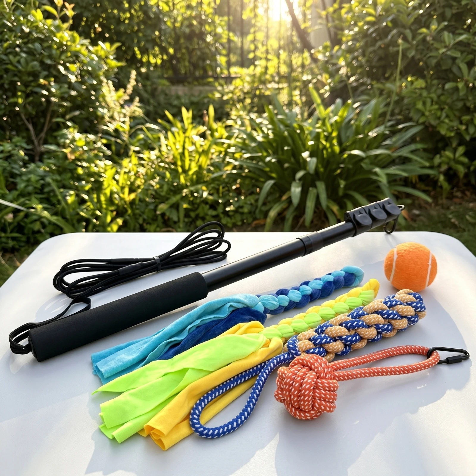 Dog Teasing Wand with Rope Toys Portable Teaser Wand with Rope Dog Teaser Toy Lightweight Flirt Stick Sturdy for Dogs