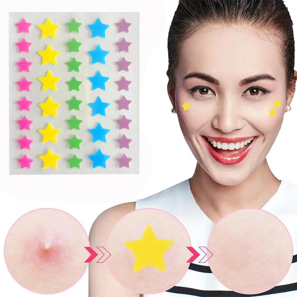 2024 Colorful Cute Star Heart Shaped Acne Treatment Sticker Invisible Acne Cover Removal Pimple Patch Skin Care