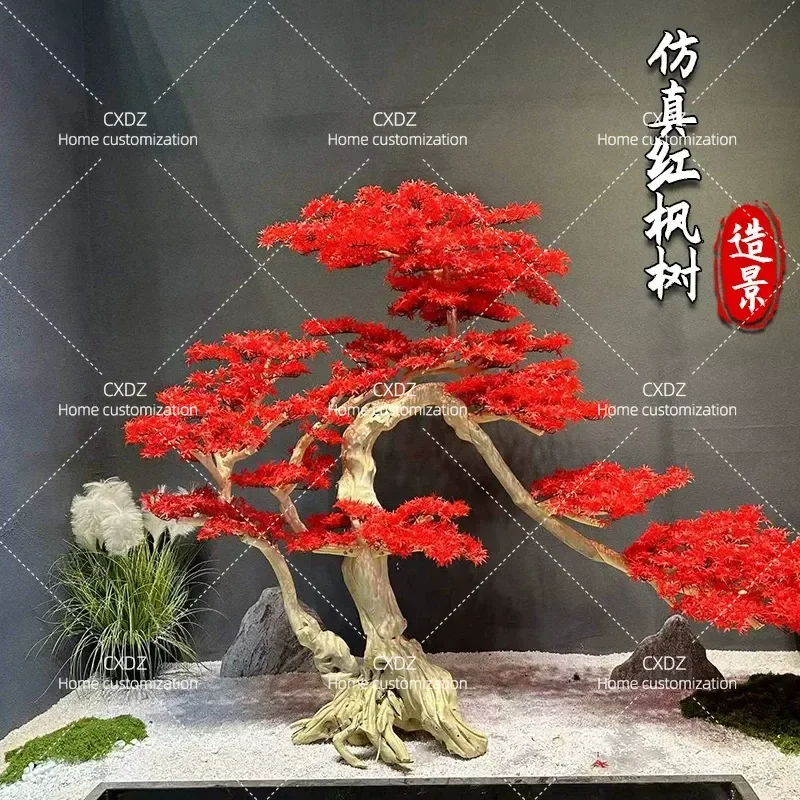 New Chinese simulation red pine welcome pine Luo Hansong indoor staircase landscape decoration green plant ornament