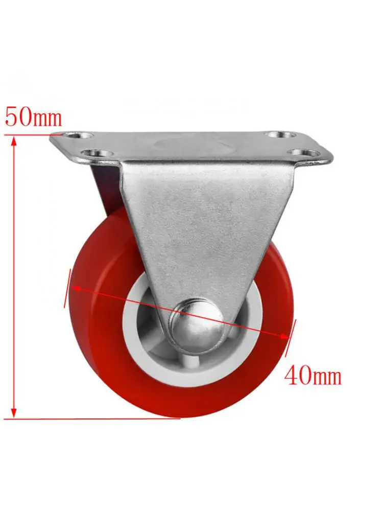 4 Pcs /Lot 1.5 Inch Casters Red Pvc Flat Bottom Directional Mute Soft Rubber One-Way Wheel Light Plastic Furniture