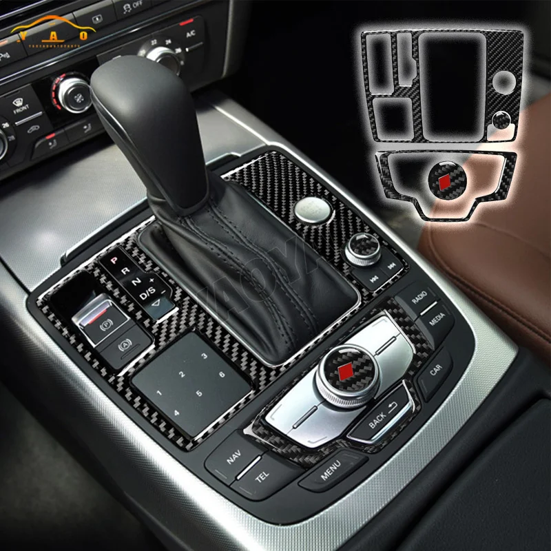 

Carbon Fiber Car Central Control Transmission Shift Panel Covers Sticker Frame For Audi A6 S6 C7 A7 S7 4G8 2011-2023