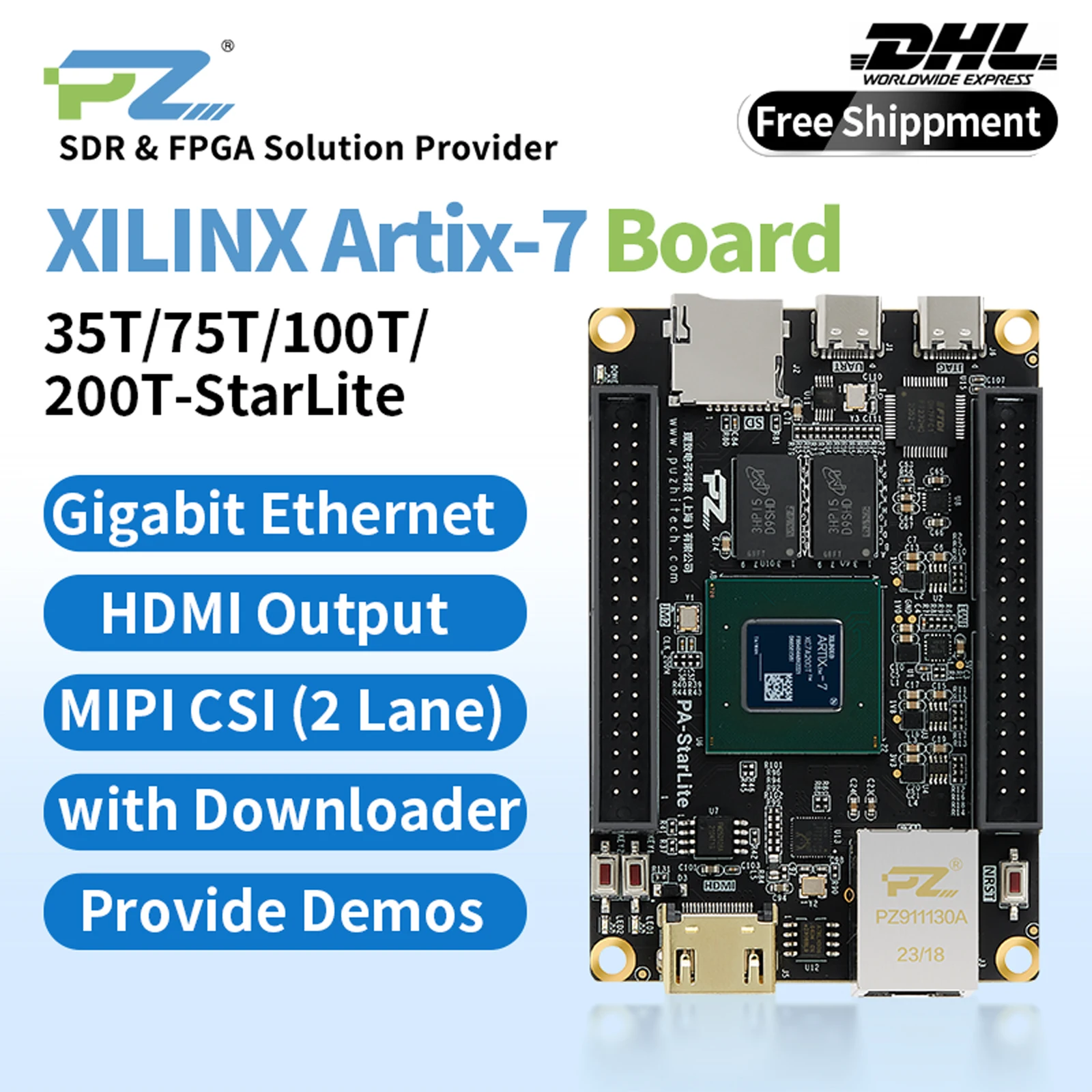 

Puzhi A735T A775T A7100T A7200T-StarLite FPGA Development Board Xilinx Artix-7 XC7A35T XC7A75T XC7A100T XC7A200T Evaluation Kit