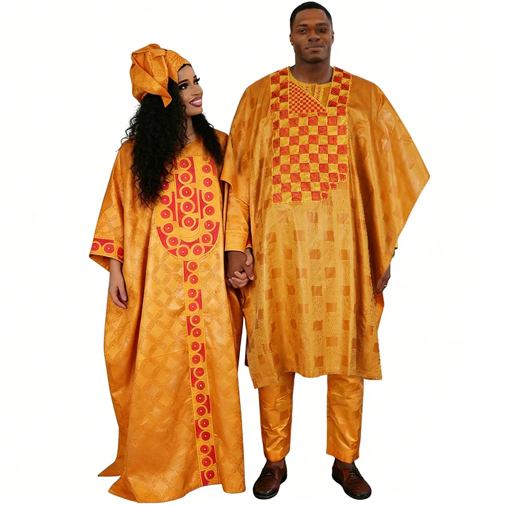 

Customized Customized Elegant African Dresses for Women Traditional Embroidery Wedding Party Dresses Men Suit Dashiki African Co
