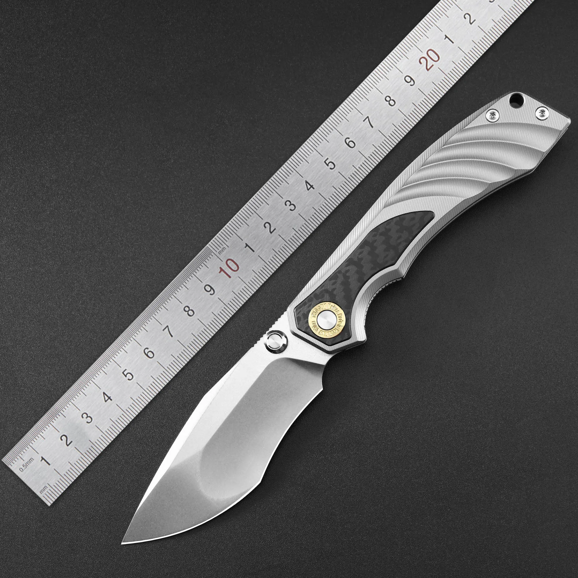 TWOSUN TS560 Quality Folding Pocket Knife M390 Blade Carbon Fiber Titanium Handle Professional Survival Knife Camping EDC