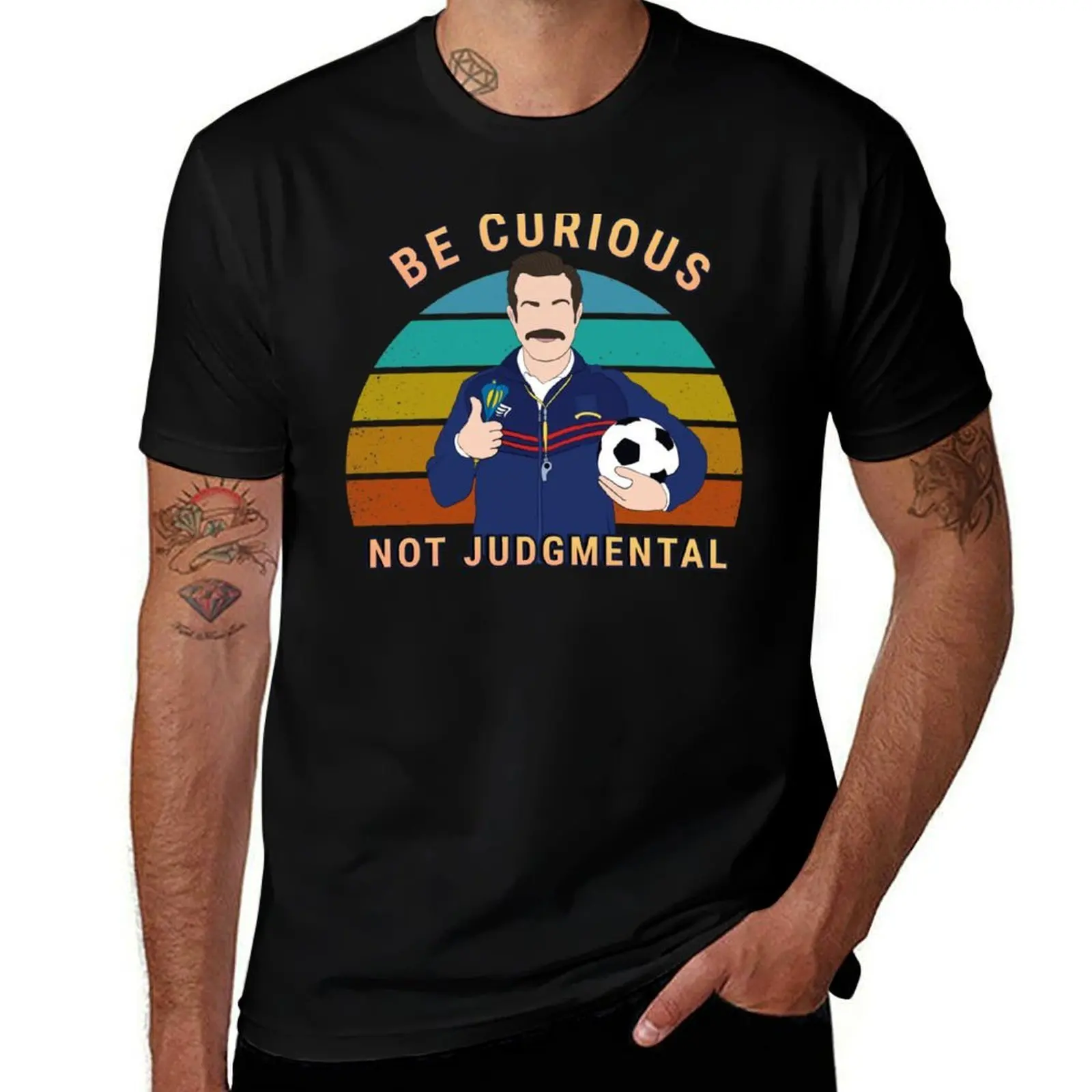 Be curious not judgemental quote art with T-Shirt Trendy Casual Short Sleeve Shirt