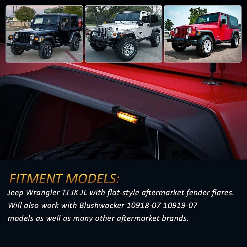 iJDM Car Fender Flare Side Marker Lamps For Jeep Wrangler TJ JK and JL  Bushwacker Flat Style Fender Flares Turn Signal Lights