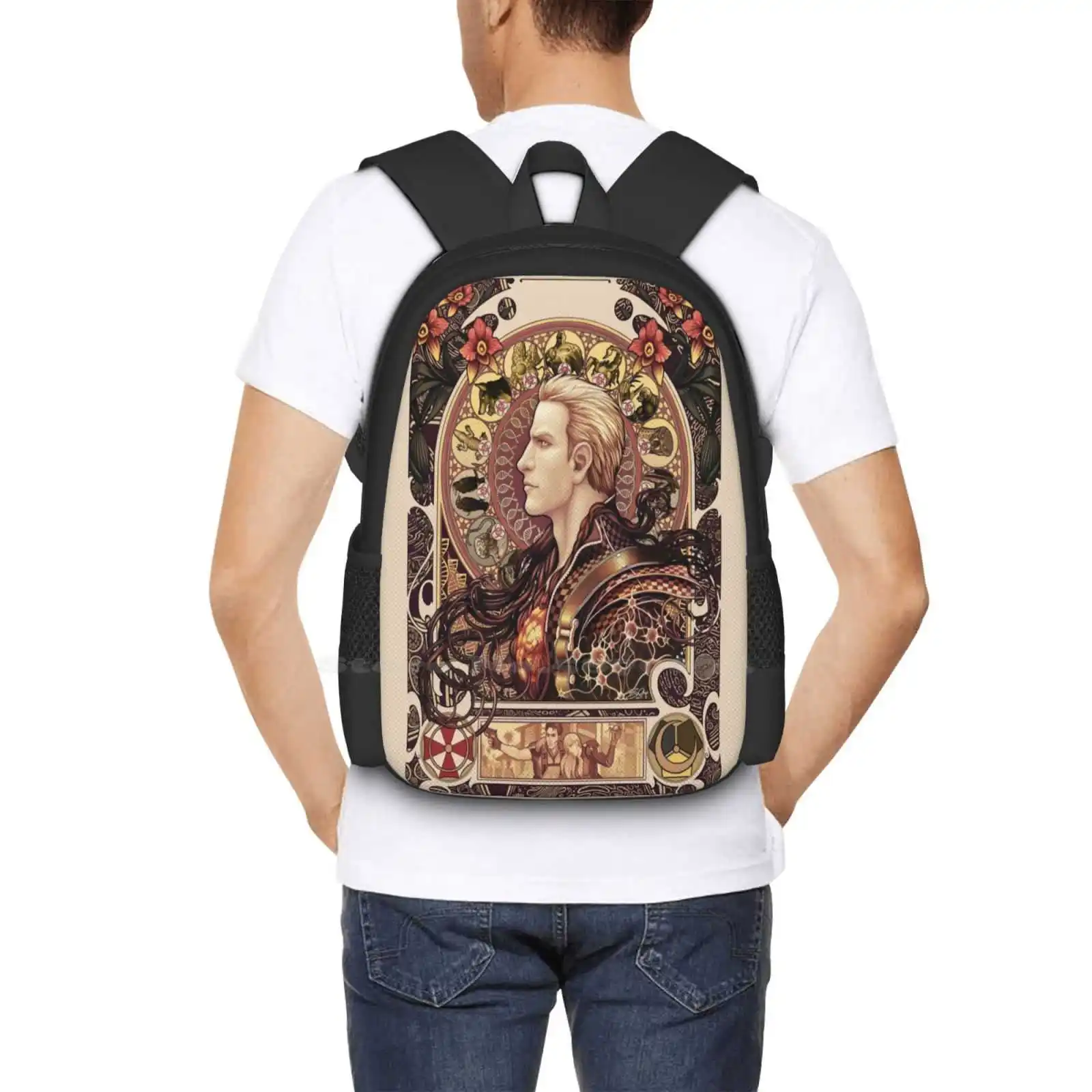 Biohazard Zodiac Schult aschen Reise Laptop Rucksack Zusammensetzung Studie Meister Alphonse Mucha Nouveau Albert Wesker Chris