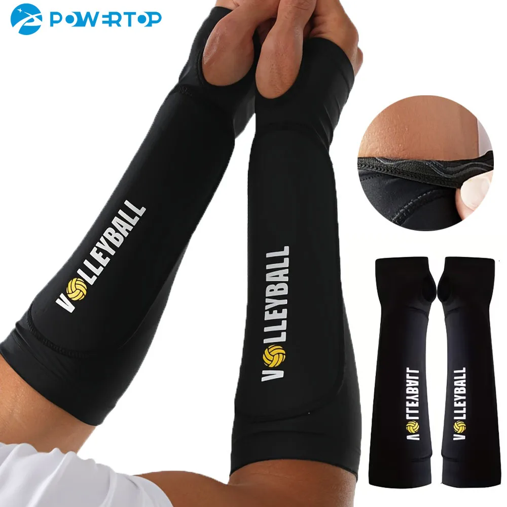 

2Pc Volleyball Arm Sleeves - Anti-Slip Design, Thumb Opening for Training, Expanded Foam Padding for Passing And Hitting