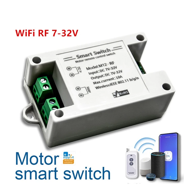 Smart Motor Remote Control Switch Wifi Controller 7-32V DC Sliding Gate Curtain Shutter Doors Water Pump Screen EWELINK