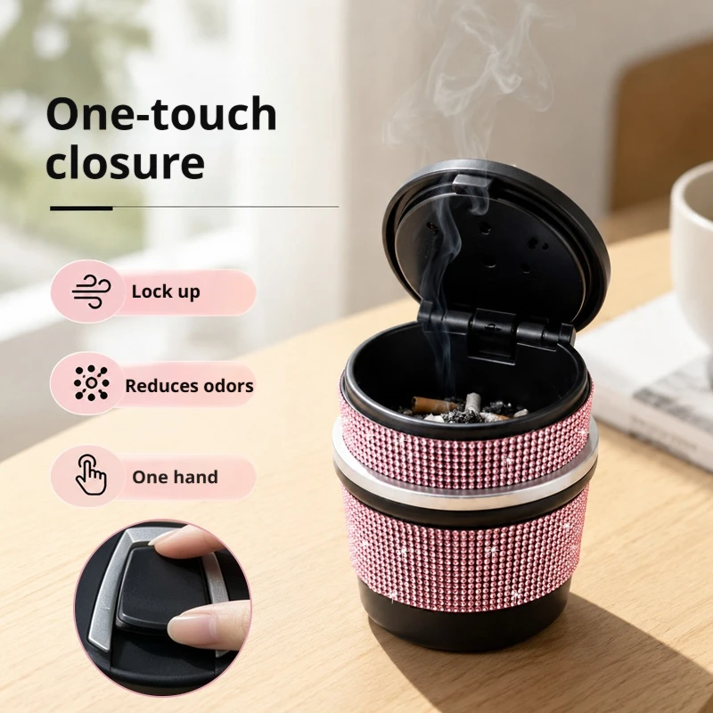 Halloween Christmas Gift Portable Car Ashtray With Sealed Lid, Washable Vehicle Cup Holder Smoke Ash Storage Container