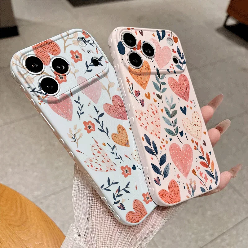 Side Heart Shape Cute Love Phone Case For Samsung Galaxy S26 FE S26 S25 S24 Ultra S23 S22 Ultra Plus A57 A56 A55 5G Soft Cover