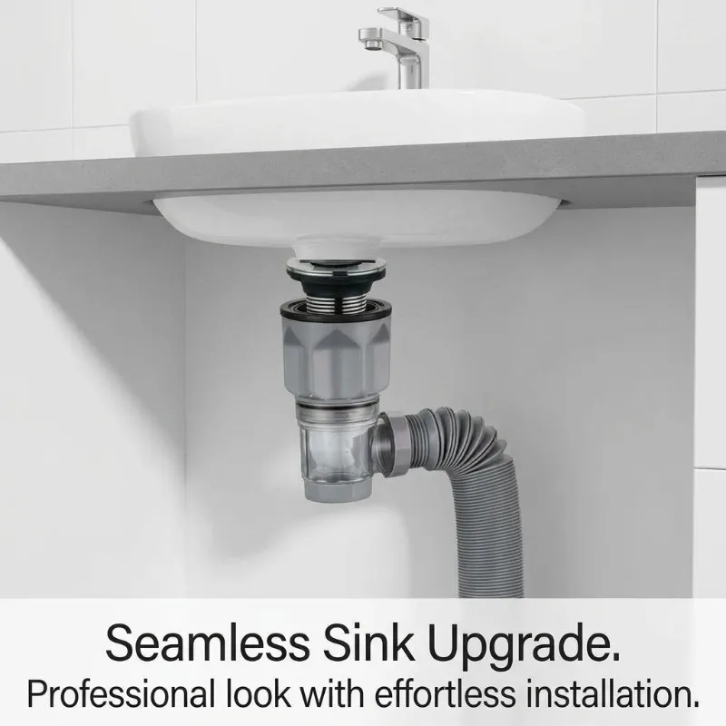 Bathroom Sink Anti Odor Drain Kit Flexible Basin Drainage Hose Complete Waste Water Drain Assembly for Wash Basin Replacement