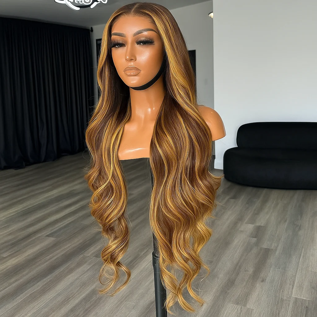 

P4/27 Highlight Body Wave 13x4 13x6 Lace Front Wigs Human Remy Hair Wigs For Women Transparent 180 Density Pre Plucked Brazilian