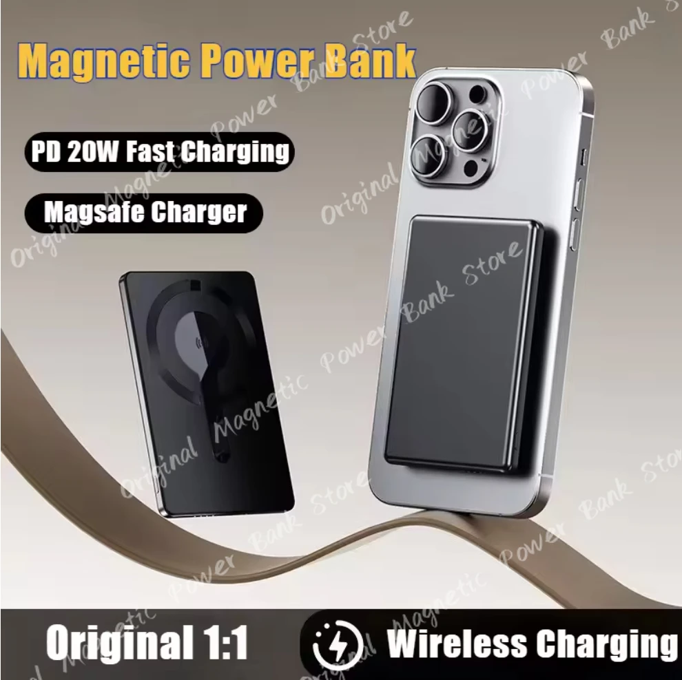 

Brand New Ultra Slim Power Bank Mac Fast Charge Auxiliary Battery 50000mAh Magnetic Magnet Wireless Charging For IPhone Samsung