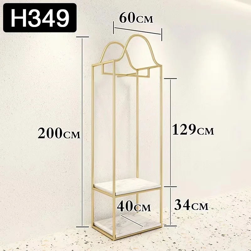 Custom Shiny Gold Stainless Steel Clothes Stand Apparel Garment Display Rack Clothes Shelving Metal Boutique Gold Clothing Rack