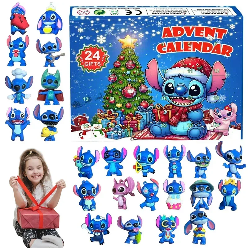 Lilo & Stitch 24 Day Advent Calendar Blind Box 2025 New Anime Figure Model Christmas Ornament Countdown Gift