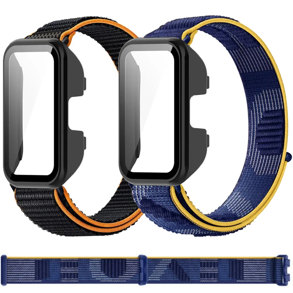 PC-Gehäuse + Nylonarmband für Huawei Band 10 9 8, offizielles Armband, Armband Correa für Huawei Band 10 9, Displayschutzfolie, Zubehör