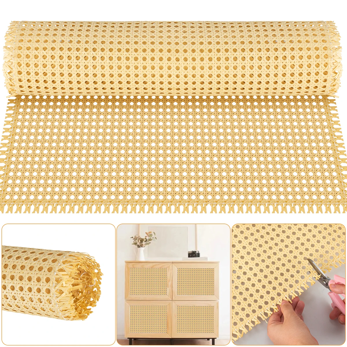 Rattan Webbing Plastic Anti-Rattan Sliced Material For Vine Projects, For Furniture, Chairs, Cabinets Rattan Webbing Diy