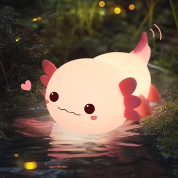 Axolotl-赤ちゃんと子供のためのシリコンナイトライト,かわいいナイトライト,タッチコントロール,USB充電式テーブルランプ