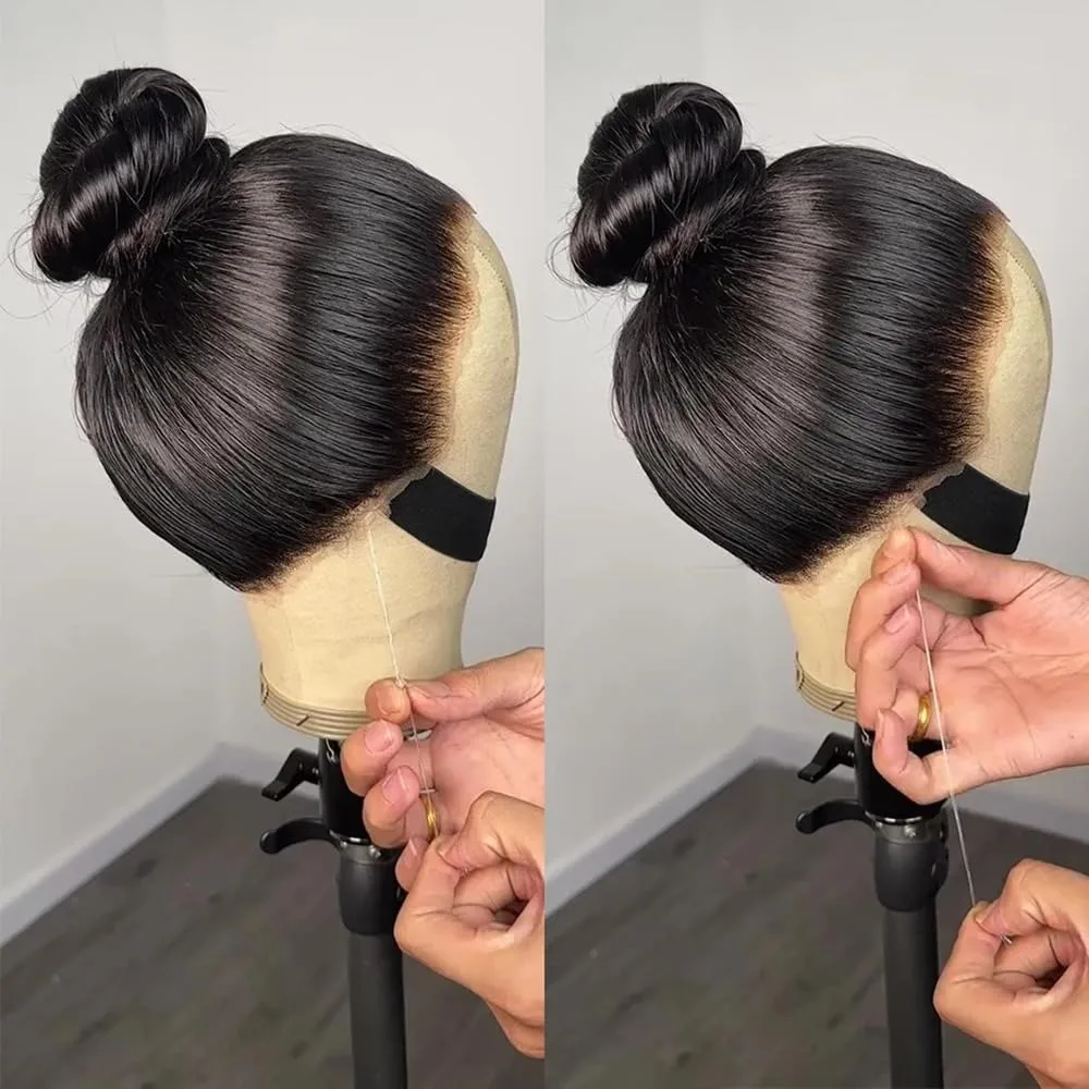 

Real 360 Invisible Strap Glueless Wigs Human Hair Bone Straight Pull Go HD Transparent Lace Front Wig With Elastic Drawstring