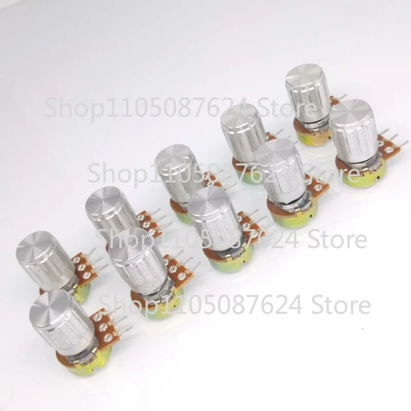 ZZZ 10 Units 10K B10K OHM Linear Taper Rotary Potentiometer POT Silver Knob        Handle length15mm