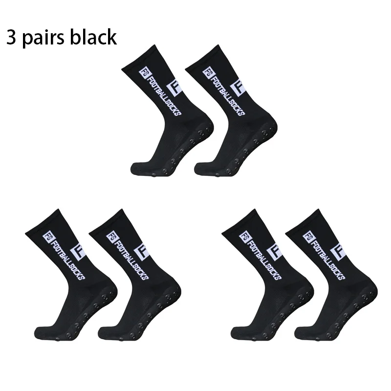 3 pairs New Style FS Football Socks Round Silicone Suction Cup Grip Anti Slip Soccer Socks Sports Men Women Baseball Rugby Socks