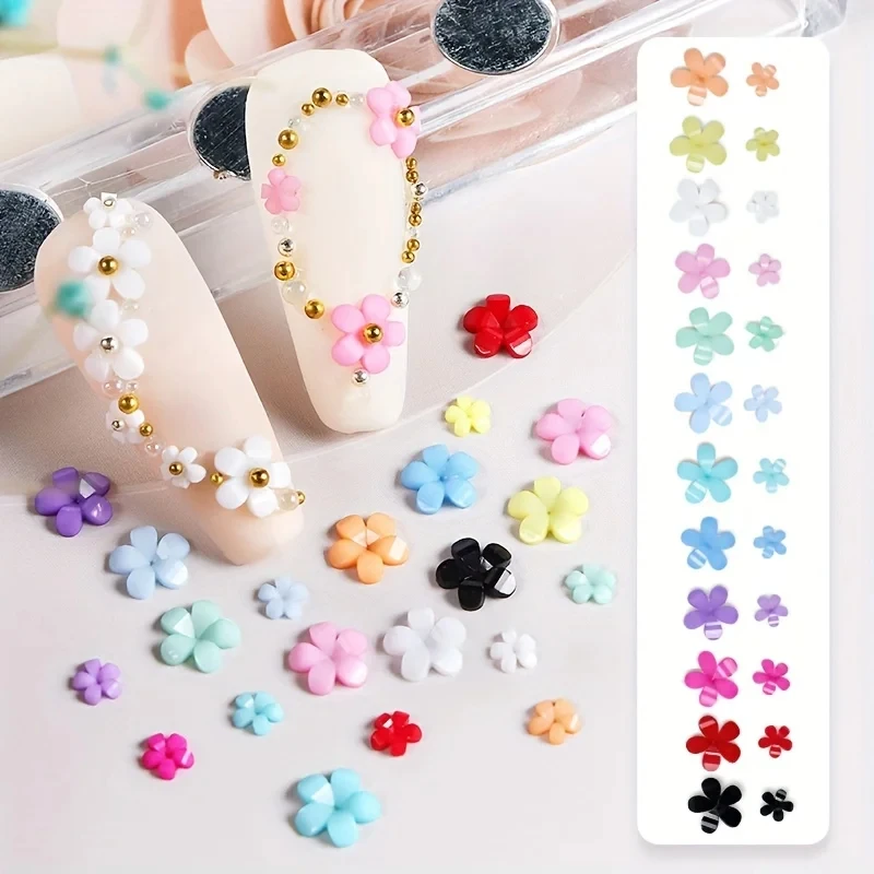 1 box of1 box of 12 boxes 3D three-dimensional flowers color five-petal flower nail art ornaments ornaments