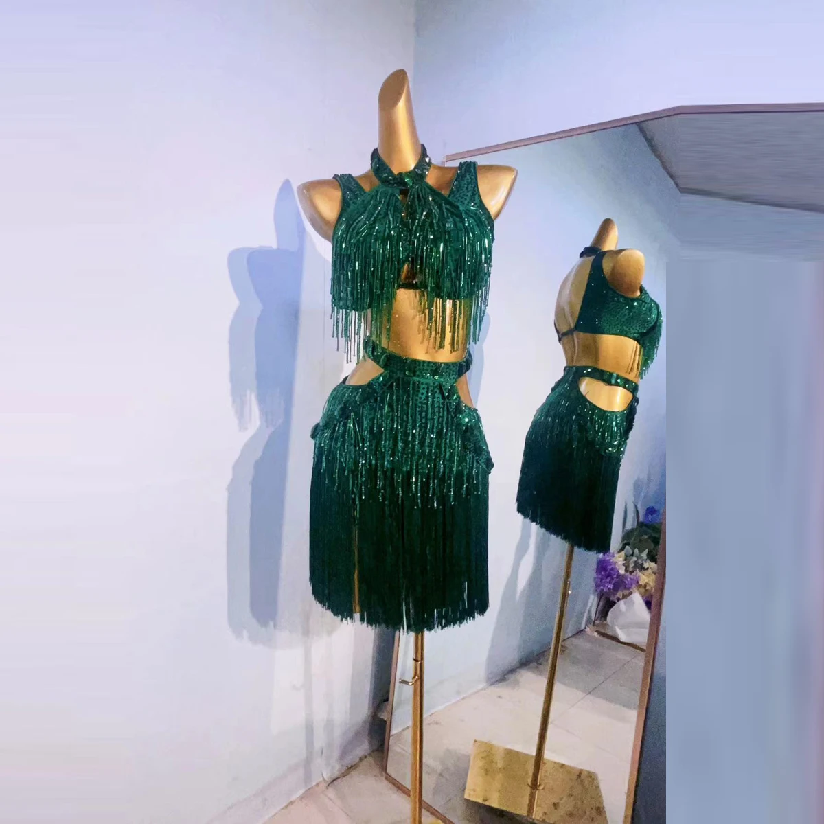 Robe de danse latine à pampilles entièrement serties de diamants pour adultes et enfants, robe de performance professionnelle Premium Tango Chacha, nouveau, 2024