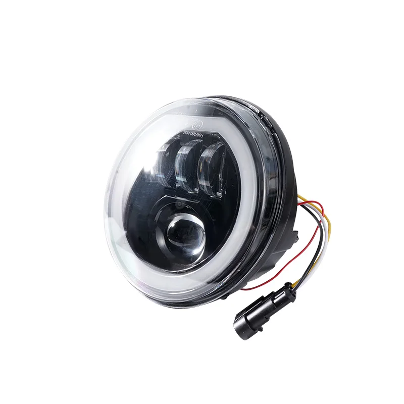 YongJin Black LED headlight with White halo ring drl headlight for vespa scooter GTV Sei Giorni 2024