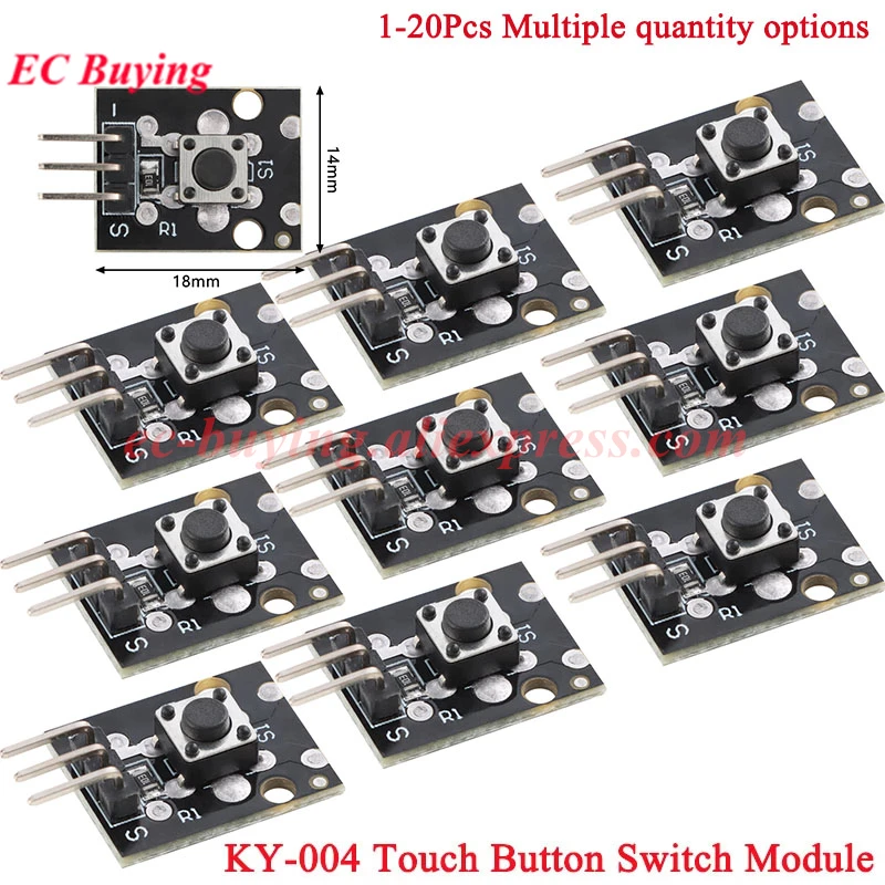 1-20Pcs KY-004 3Pin Push Button Key Switch Control Sensor Module Tactile Micro Switch Expansion Board For Arduino Starter Kit