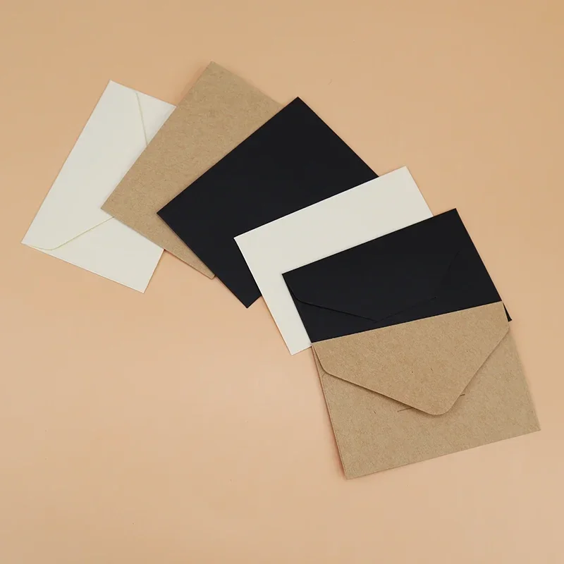 10/20/40/80PCS Classical White Black Kraft Blank Mini Paper Window Envelopes Wedding Invitation Envelope Gift Envelope